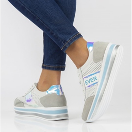 Sneakers in pelle Filippo DP1414/22 Bl blu bianco grigio 2
