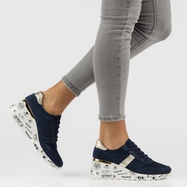 Sneakers in pelle Filippo DP3550/22 Nv blu navy d'oro 2