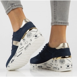Sneakers in pelle Filippo DP3550/22 Nv blu navy d'oro 1