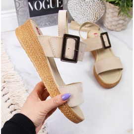 Sandali con zeppa Big Star W JJ276032 beige 1