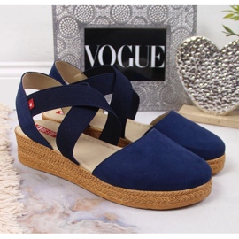 Sandali con zeppa Big Star W JJ276037 blu navy 2