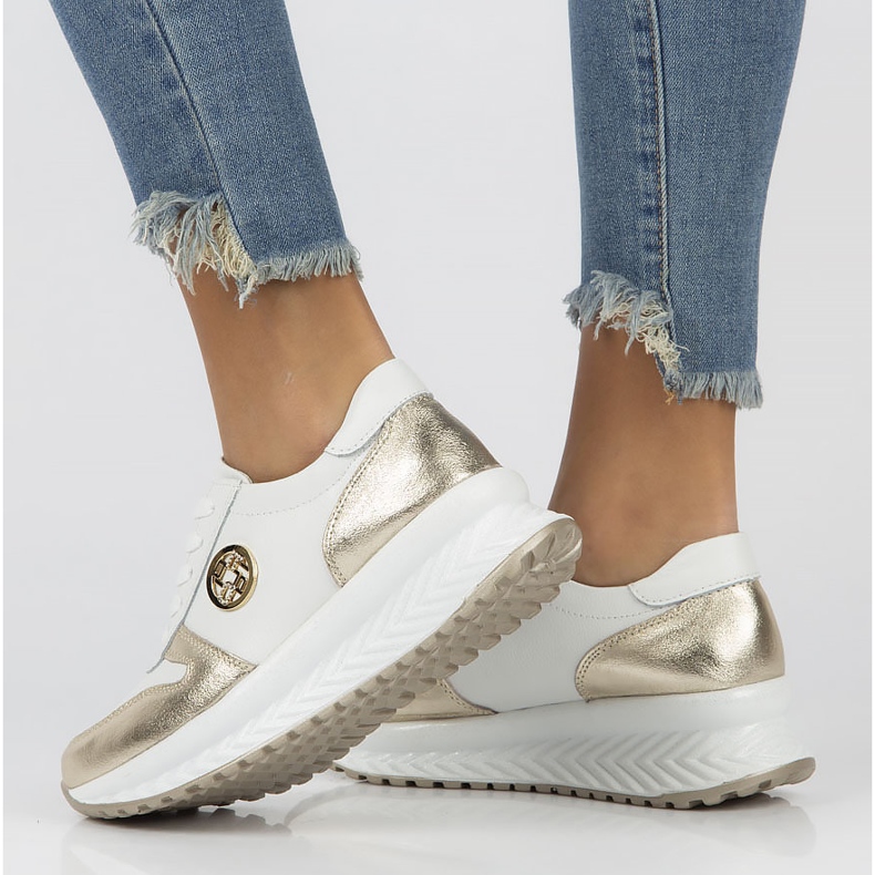 Sneakers in pelle Filippo DP3547 / 22 Wh Go bianche bianco d'oro 2