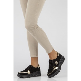 Sneakers in pelle Filippo DP2138/22 Bk Go nere nero d'oro 1
