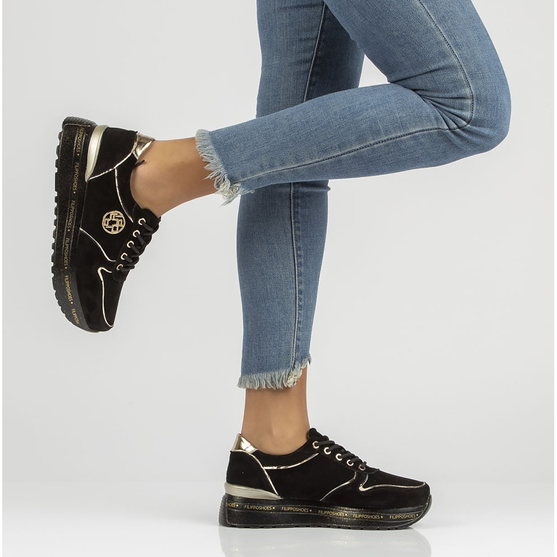 Sneakers in pelle Filippo DP3558/22 Bk nere nero d'oro 2