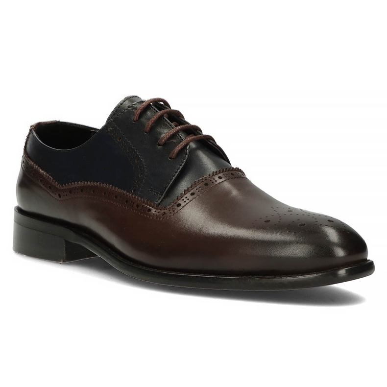 Scarpa in pelle Filippo 3615 marrone Coffe Antiq blu navy 1