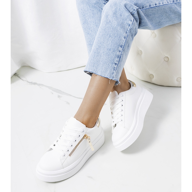 Sneakers Tamis da donna bianche e oro bianco d'oro 1