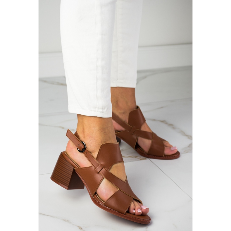 Sandali con tacco in pelle LA.FI marrone 1