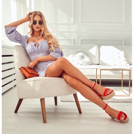 FW1 Sandali Da Donna Con Zeppa Con Linette Rosse Di Cubic Zirconia rosso 2