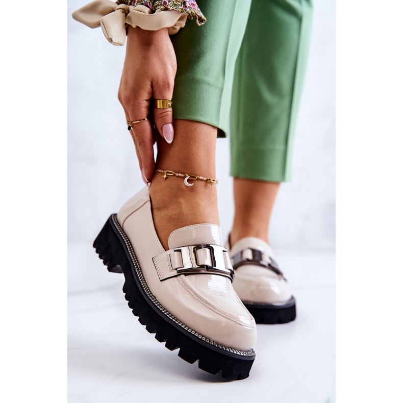 S.Barski Scarpe in Pelle Laccata Corine Beige Chiaro 1