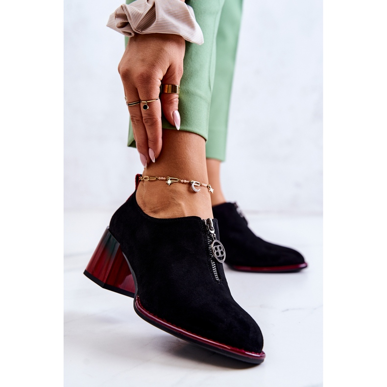 S.Barski Scarpe scamosciate alla moda su un palo Lorena nero e rosso 1