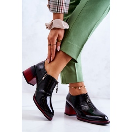 S.Barski Scarpe alla moda laccate su palo Lorena nero e rosso 2