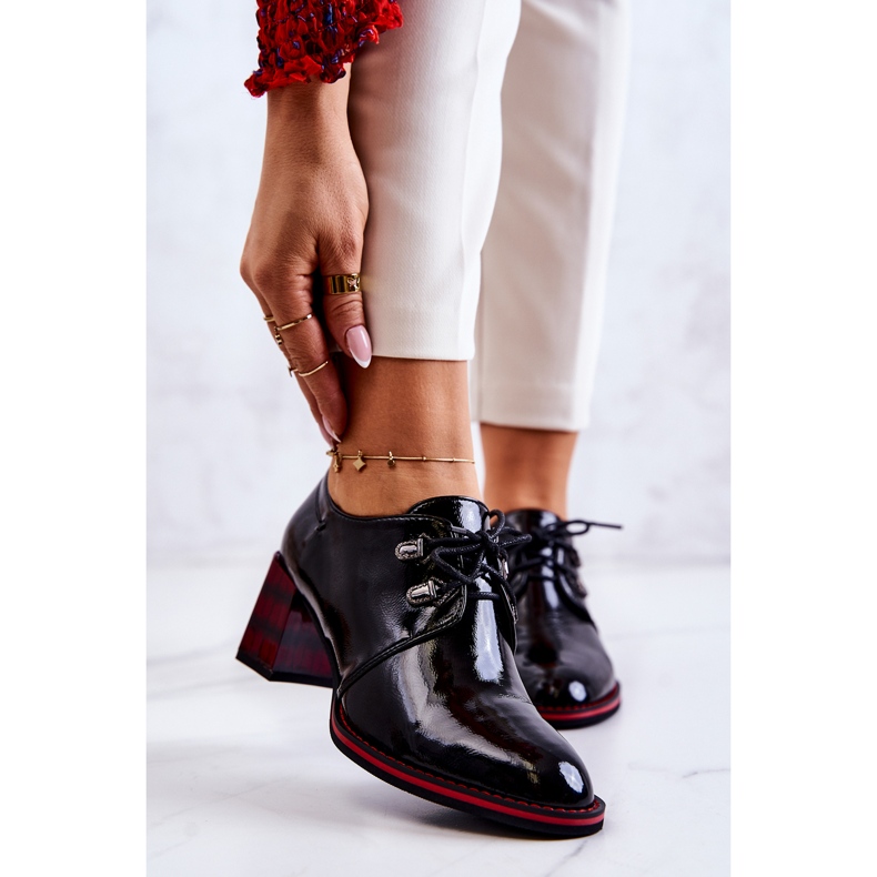 S.Barski Scarpe laccate con cerniera in Laurosa nera e rossa nero rosso 1