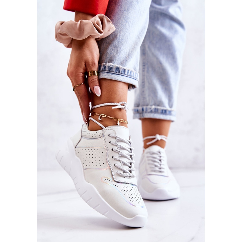 S.Barski Sneakers Classiche da Donna Bianche Carly bianco 1