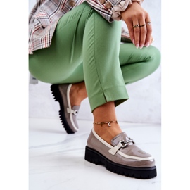 S.Barski Mocassini da donna laccati Beige-Bianco Cassida 1