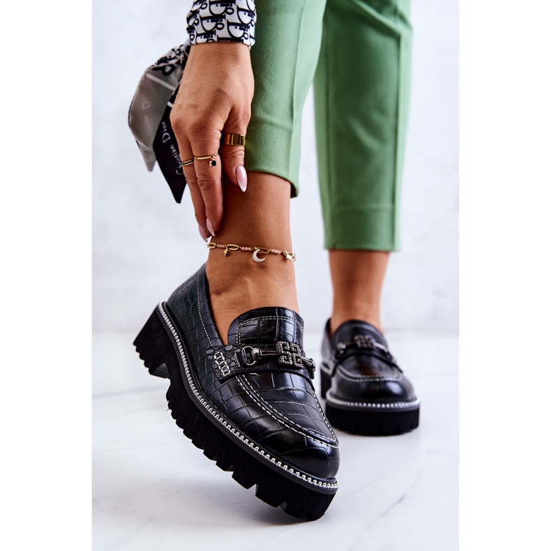 S.Barski Scarpe In Pelle Serpente Con Decorazione Adison Nera nero 2