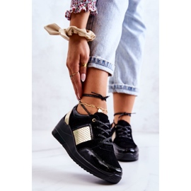 S.Barski Scarpe sportive da donna in pelle scamosciata su una zeppa nera Larson nero 1