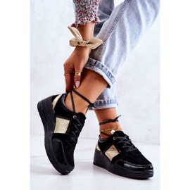 S.Barski Scarpe sportive da donna in pelle scamosciata su una zeppa nera Larson nero 2