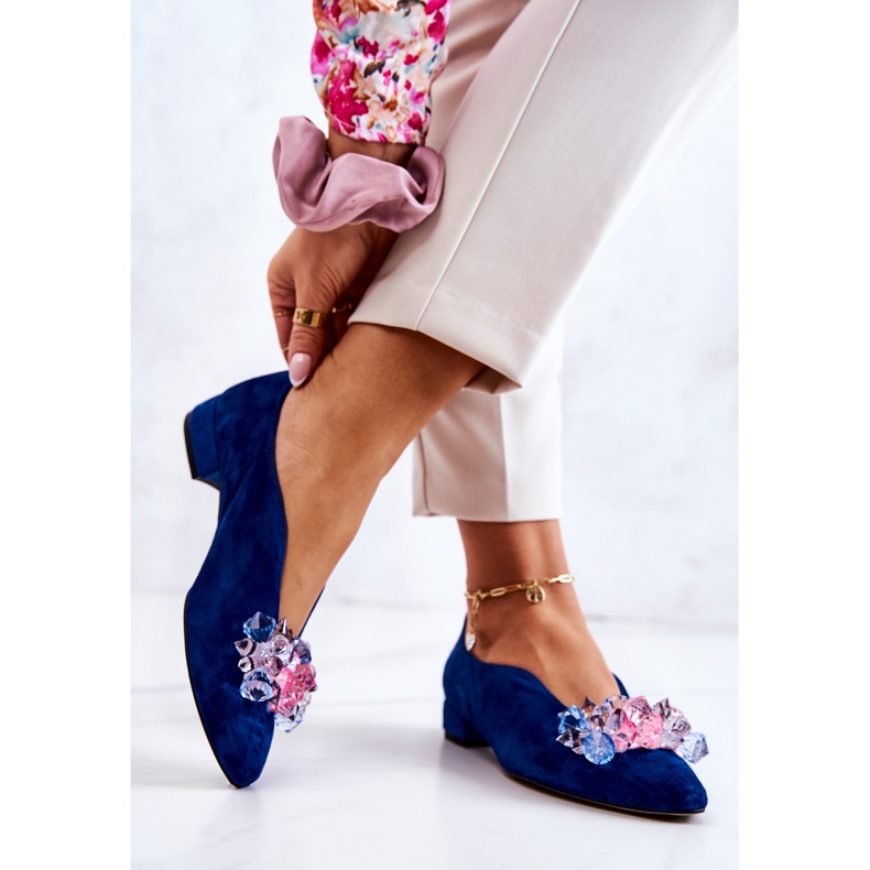 PA2 Eleganti scarpe in camoscio con decorazione McQueen blu navy 2
