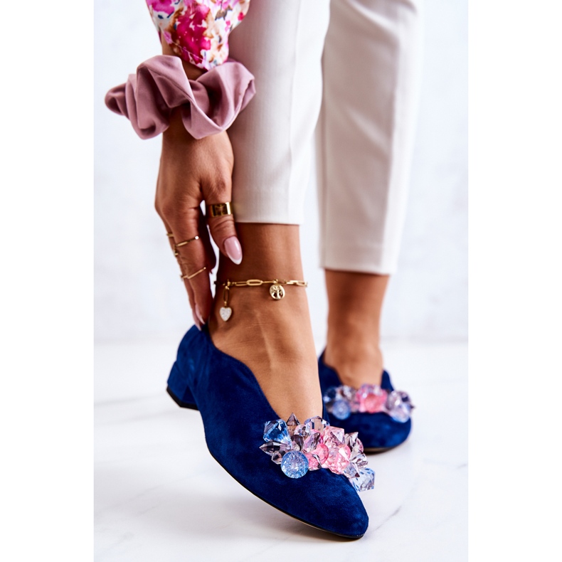 PA2 Eleganti scarpe in camoscio con decorazione McQueen blu navy 1
