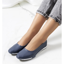 Ballerine Simge in pelle blu navy 1