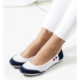 Ballerine Kester in pelle bianca e blu navy bianco 1