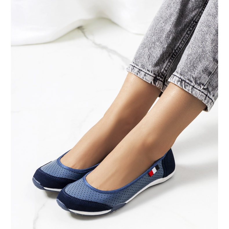 Ballerine Kester in pelle blu navy 1