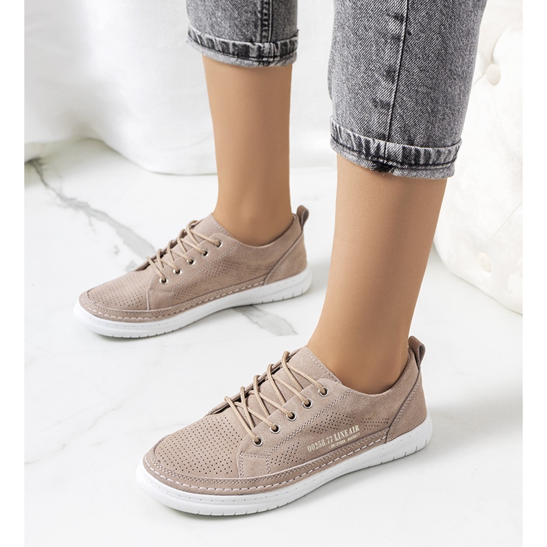 Sneakers Valeska in pelle beige 1