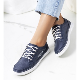 Sneakers Valeska in pelle blu navy 1