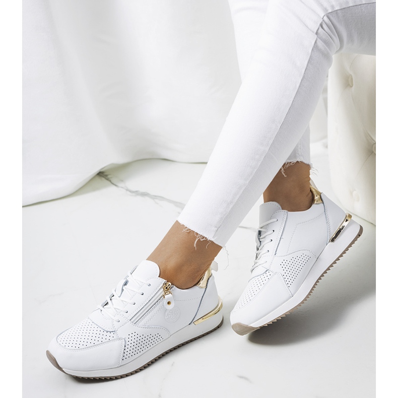 Sneaker Kappers in pelle bianca bianco d'oro 1
