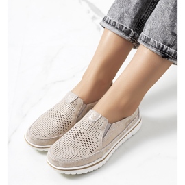 Scarpe Wiggen in pelle beige d'oro 1