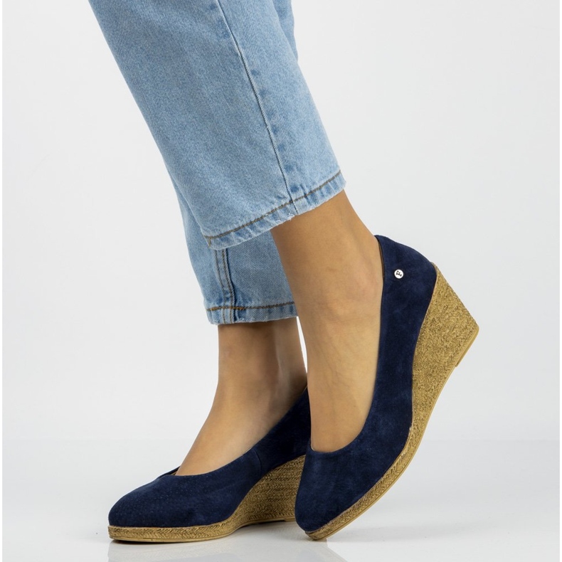 Scarpa in pelle Filippo DP1328/20 Nv blu navy giallo 2