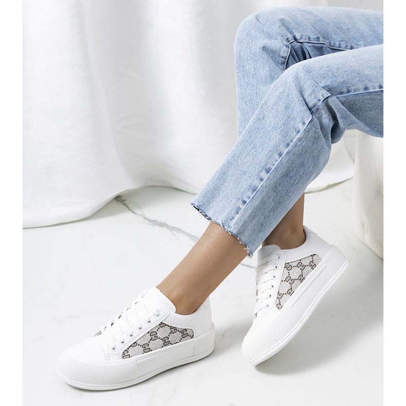 Sneakers bianche sulla piattaforma Birkett bianco grigio 2