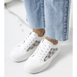 Sneakers bianche sulla piattaforma Birkett bianco grigio 1