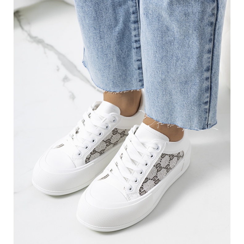 Sneakers bianche sulla piattaforma Birkett bianco grigio 1