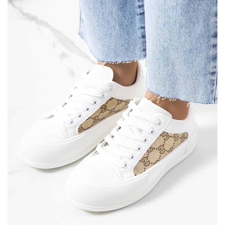 Sneakers bianche e marroni sulla piattaforma Birkett bianco marrone 1