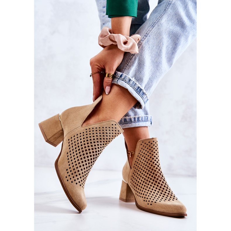 Lewski Shoes Stivali traforati in pelle scamosciata Scarpe Lewski 3165 Beige 2
