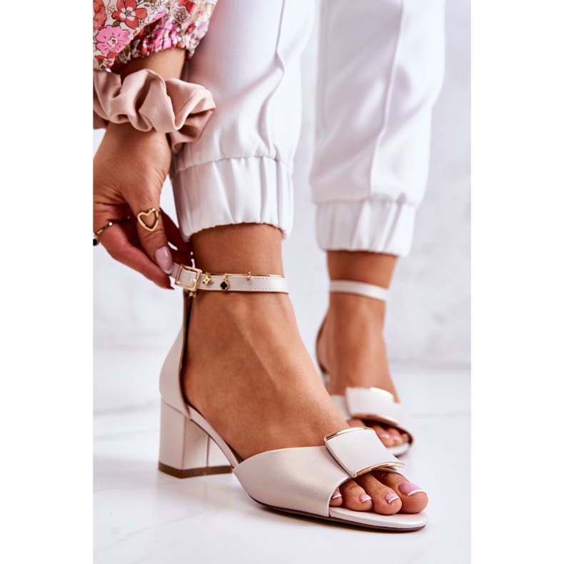 Sergio Leone Sandali In Pelle Con Decorazione Floren Beige 1