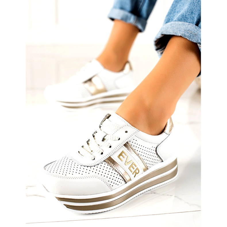 Ever Scarpe sportive da donna Filippo DP1414 bianche e oro bianca d'oro 3