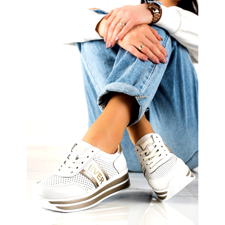 Ever Scarpe sportive da donna Filippo DP1414 bianche e oro bianca d'oro 2