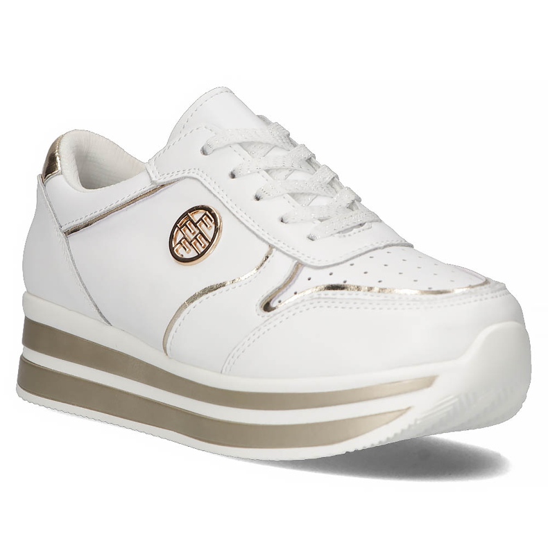 Sneakers in Pelle Filippo DP3682/22 WH bianco d'oro 2