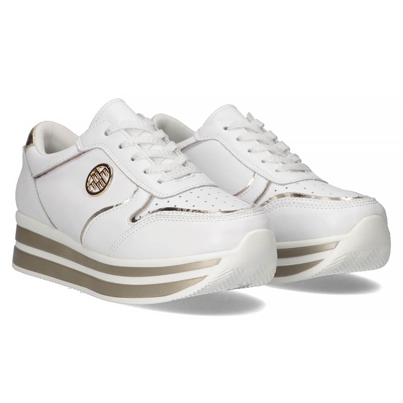 Sneakers in Pelle Filippo DP3682/22 WH bianca d'oro 5