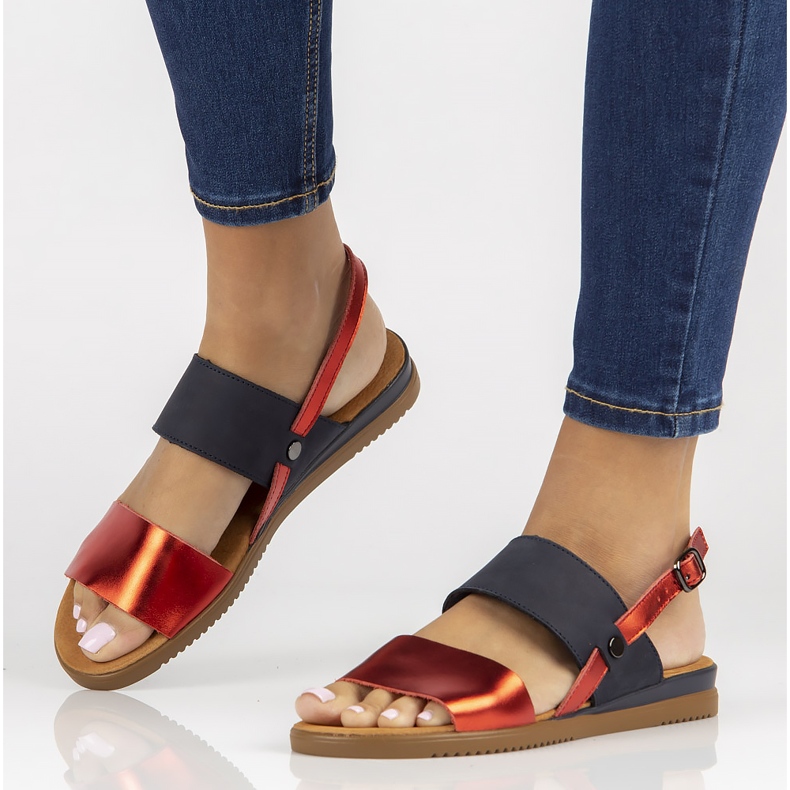 Sandali in pelle Filippo DS3601/22 Rd Nv blu navy-rosso 1