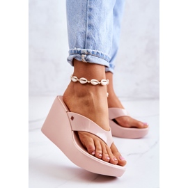 Pantofole da donna con zeppa ZAXY HH285294 Nude rosa 2