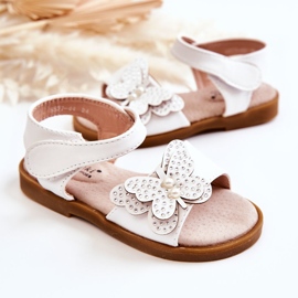 S.Barski Sandali a farfalla in pelle per bambini bianchi Rolly bianco 2