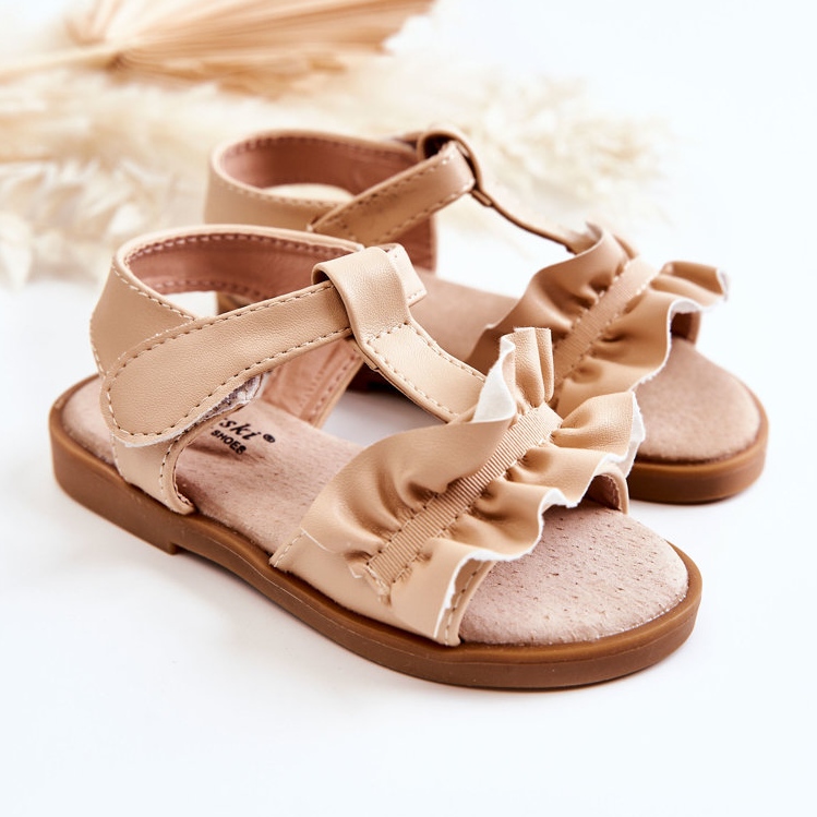 S.Barski Sandali Per Bambini Con Velcro Beige Lussia 1