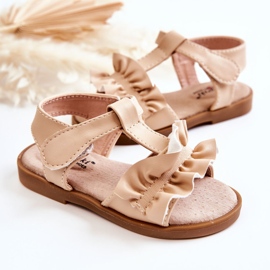 S.Barski Sandali Per Bambini Con Velcro Beige Lussia 2