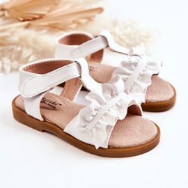 S.Barski Sandali Per Bambini Con Velcro Bianco Lussia 1
