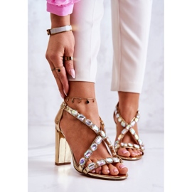 S.Barski Sandali da donna con tacco alto Lu Boo Golden 8258-1 Vernee d'oro 2
