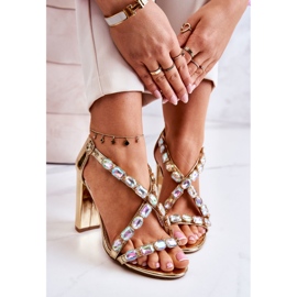 S.Barski Sandali da donna con tacco alto Lu Boo Golden 8258-1 Vernee d'oro 1