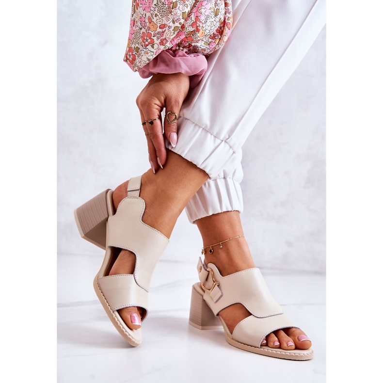 Sandali Tacco Alto In Pelle La.Fi Beige Lerato 2